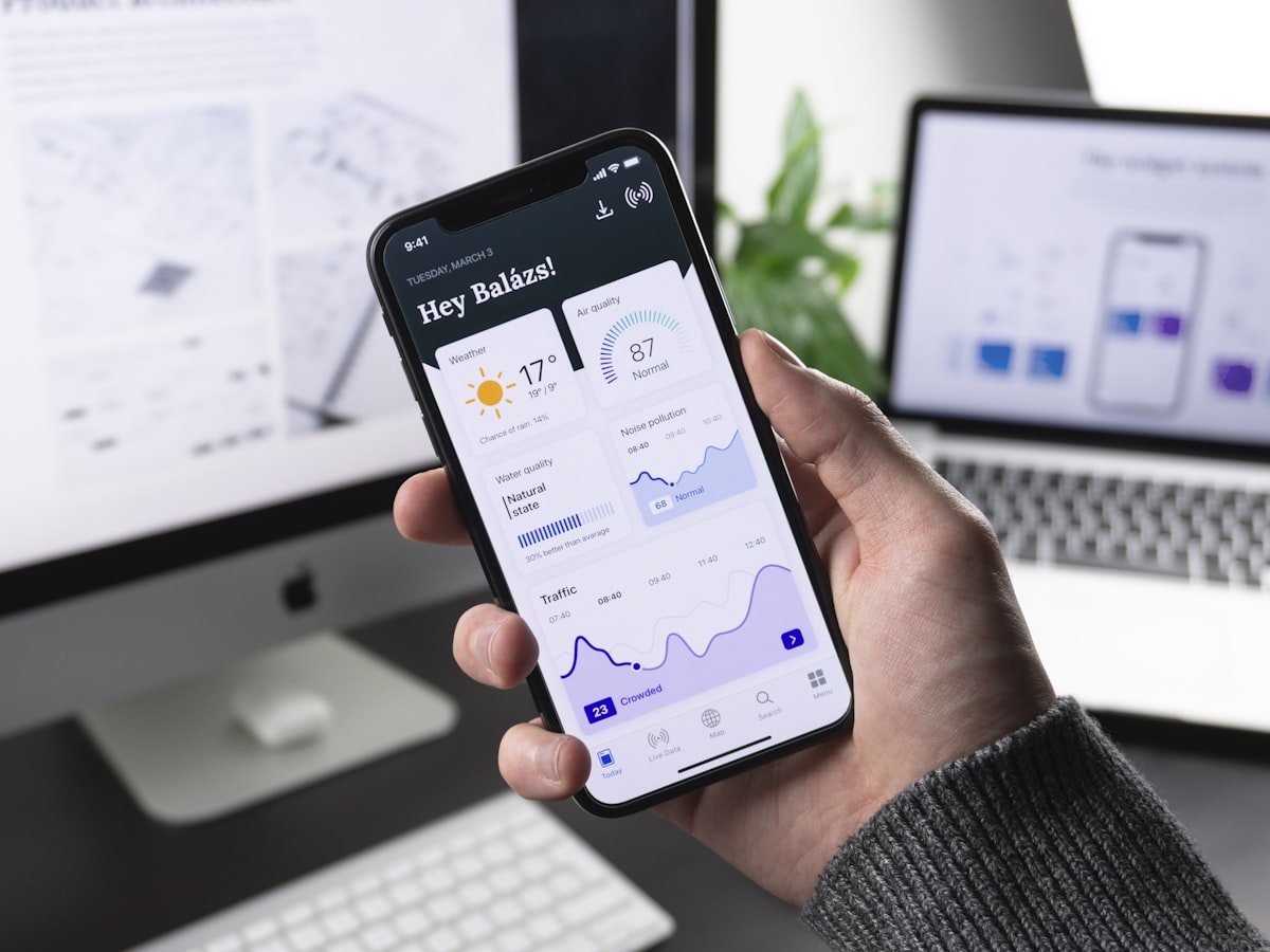Mobile commerce application on a desk